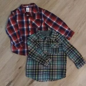 Bundle of 2 plaid button dress up or down shirts